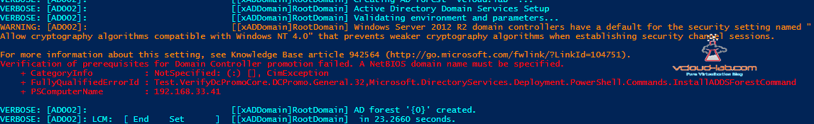 Active Directory Powershell DSC error netbios