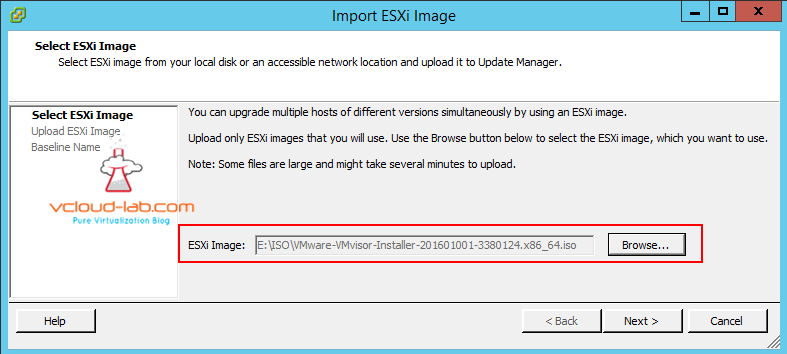 vmware vsphere update manager import esxi image wizard