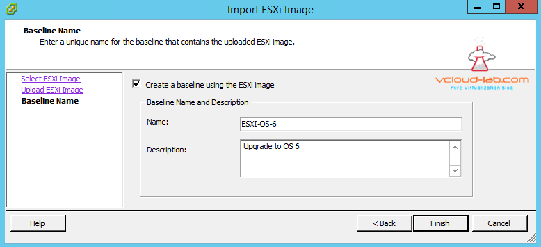 vum vmware update manager creating esxi upgrade baseline