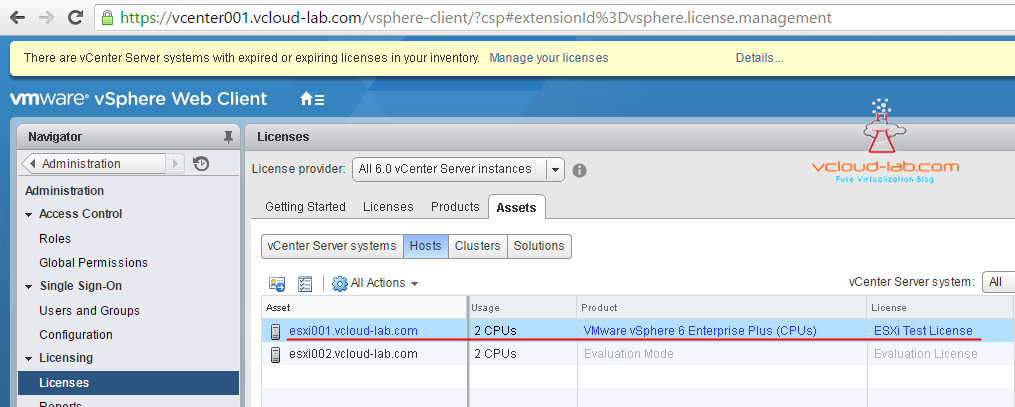 Assign free trial vsphere suite licenses in vcenter server to esxi in evaluation downalod