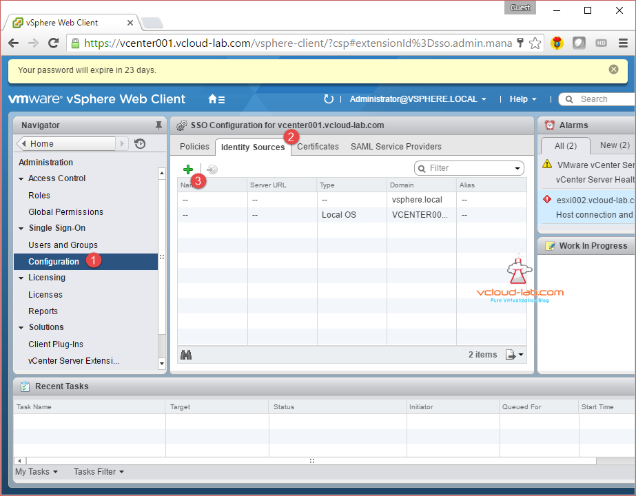 vcenter vmware vsphere administrator single sign on configuration identity sources