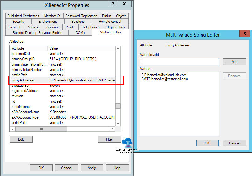 automate Powershell Active Directory User Properties Attribute Editor, ProxyAddresses Add value smtp, sip