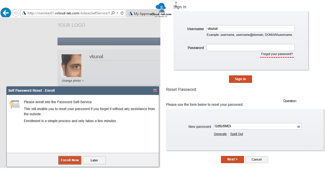 active directory adaxes self service password reset portal