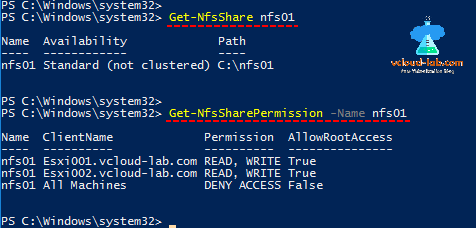 Microsoft Windows NFS server Powershell Get-WindowsFeature, Install-windowsFeature, Get-NfsSharePermission, automation Get-NFSshare, file share, network file system, authentication sys, enable unmapped access.png