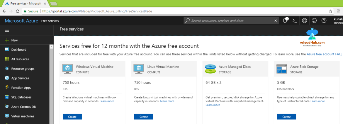 Microsoft azure free services free fro 12 months with the azure, create windows virtual machine, whithout free credit and debit card azure registration.png