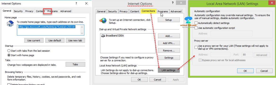 microsoft windows Powershell Internet Options Connections tab, Lab Settings, Proxy Server, VPN connection, lan proxy address.png