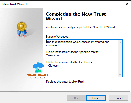 active directory new trust wizard, route names to specified forest, cross domain forest admin rights.png