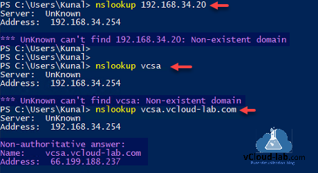 vcsa vmware vcenter server vsphere name resolution nslookup non-existing domain, non-authoritative dns name resolution vcenter deployment installation resolve-hostname dns.png