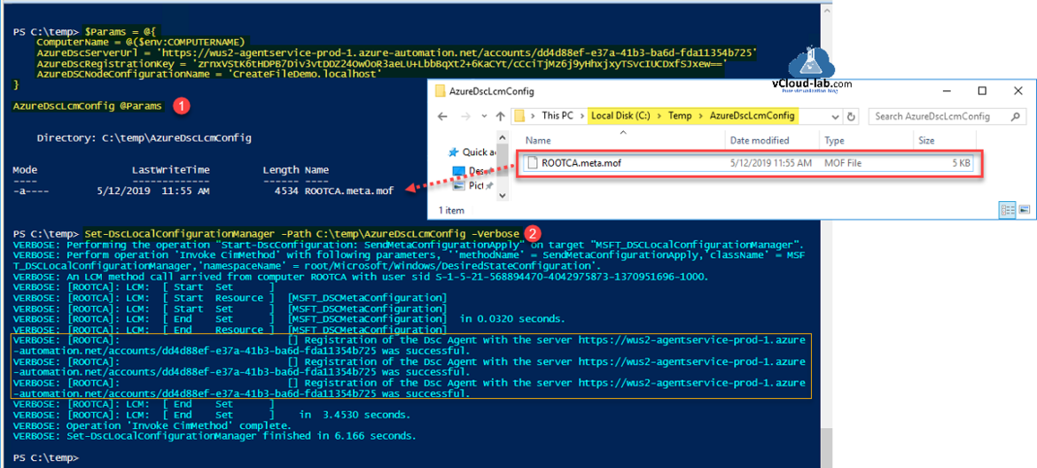 Microsoft Azure Powershell DSC desired state configuration Azure DSC Server URL registration key set-dsclocalconfigurationManager verbose azure dsc node configuration name msft dscresource mof MSFT.png