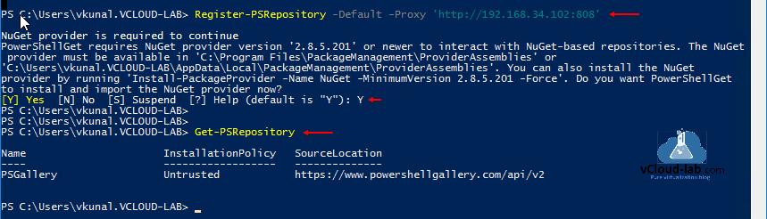 Microsoft powershell register-psrepository get-psrepository install-module find-module you can also install the nuget provider by running install-packageprovider -name nuget -minimumVersion -force import nuget provider.png