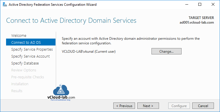 Active Directory domain services federation services configuration wizard service acount vmware vsphere vcenter 7 identity federation certification authority ca server services.png