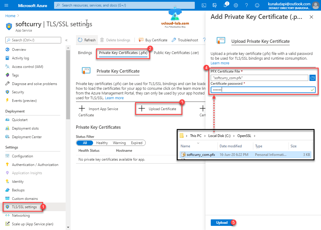 Microsoft Azure cloud web apps TLS SSL settings custom domains add upload private key certificates pfx file password .cer openssl app service plan iis nginx.png