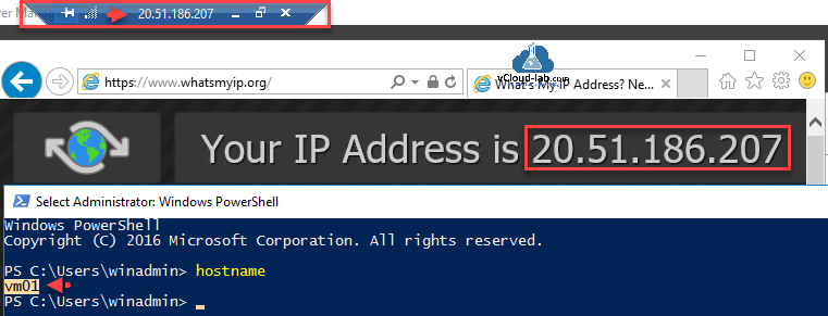 Microsoft Azure Virtual Machine Public IP address whatsmyip.org powershell hostname hostname winadmin user credentials azure spot instance disks networking vnet.png