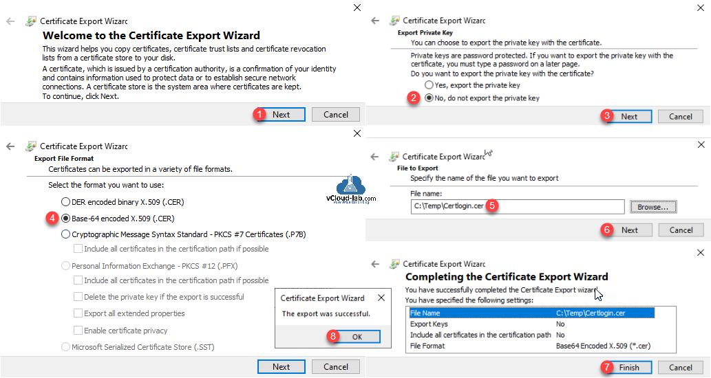 Microsoft Azure certificate Export Wizard base-64 encoded x.509 cert key vault secret certication based authentication powershell az module private key der encoded binary.png