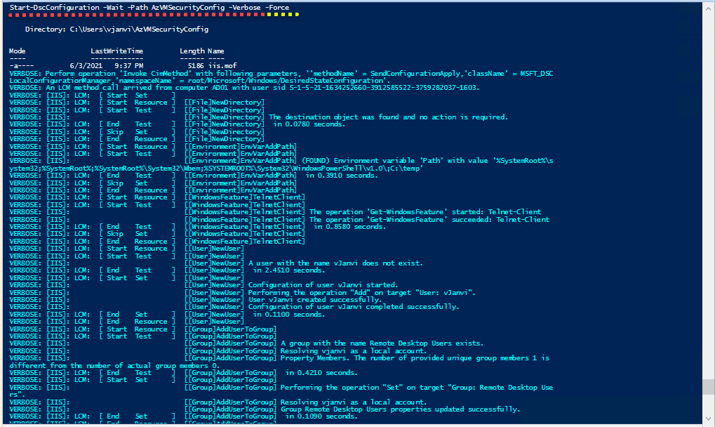 Microsoft Powershell DSC desired state configuration start-dscConfiguration -wait -path -verbose -force namespace msft_dscLocalConfigurationManager file environment user group devops.png