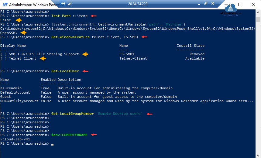 Microsoft Azure Automation account desired State configuration dsc powershell script compiled node configuration test-path system.environment getenvironmentvariable path get-windowsfeature get-localuser localgroupmember.png