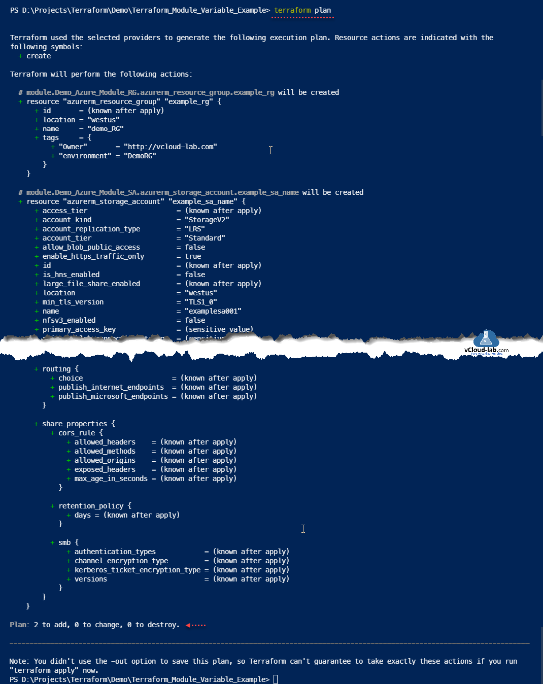 Terraform Plan Powershell azure storage account resource group pass one module variable to another module variable path allowed headers share properties smb routing table api.png