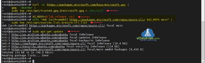 Microsoft Azure cli installation az cli could packages microsoft asc gpg tee trusted gpg curl az repo azure-cli commands apt-get update ansible terraform devops automation yaml.png