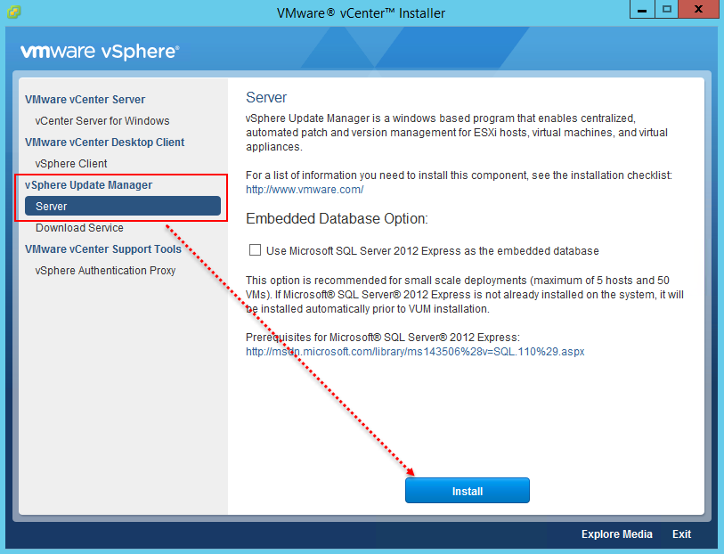 vSphere Update Manager installation