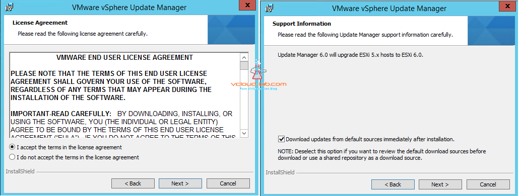VMware Vsphere Update Manager installshield - Accept EULA