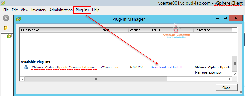 VUM vmware vsphere updage manger plug-in download and install