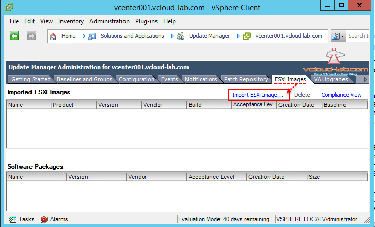 vmware vsphere update manager import esxi image ISO