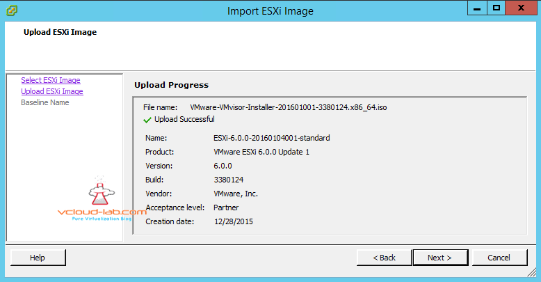 vmware vsphere update manager VUM upload import esxi image ISO