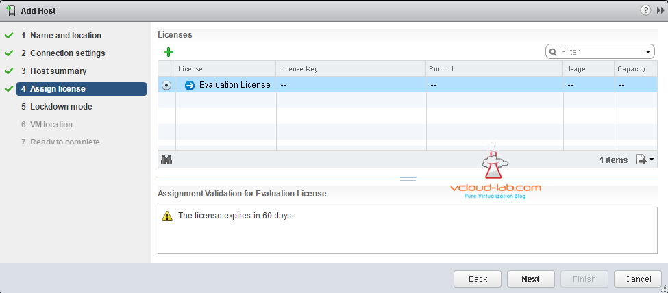Add Esxi host in vcneter assign license evalutaion version