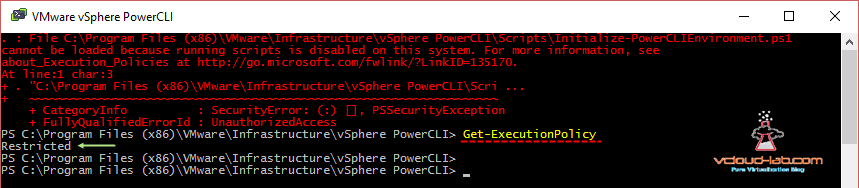 Powercli cannot be loaded because running scripts is disabled on this computer