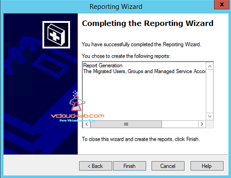 active directory reporting wizard finish