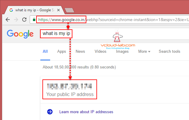 How to find public internet IP on google.com