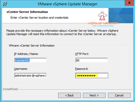 vmware vsphere update manager vum 6.5 upgrade Vmware vcenter server information username and password http port