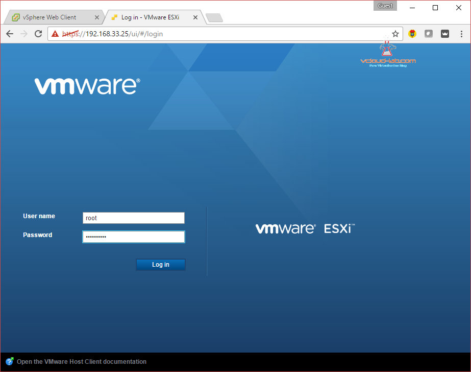 vmware vsphere esxi server ui login embedded web client html5 vib