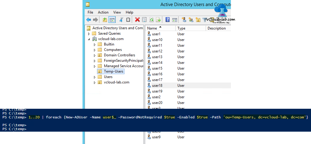 Active directory users and computers, New-AdUser Passwordnotrequired path ou organization unit, enabled user account