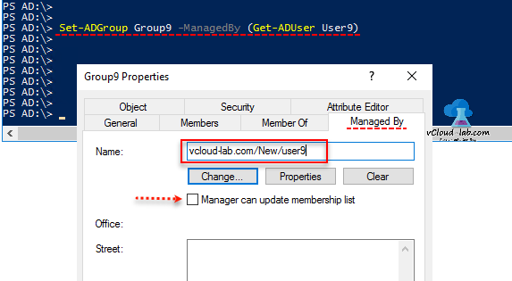 Active Directory Powershell Set-AdGroup Managedby Get-aduser, Manager can update membership list managed by group properties
