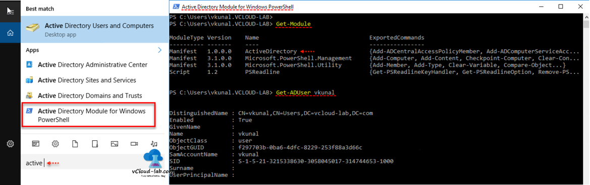 Install Active Directory Module for Windows Powershell, Get-Module, Get-ADUser, Install any module
