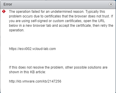 vmware vsphere the operation filed for an undetermined reason. certificates, datastore file copy upload error
