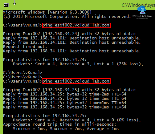 vmware vsphere vcenter esxi web client uploading files to browse datastore failed, Ping results, resolved issues