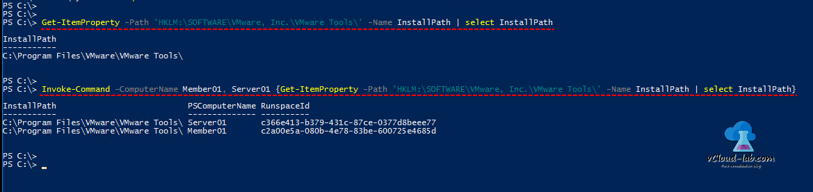 Powershell Registry remotely Invoke-command Get-ItemProperty -path select-object