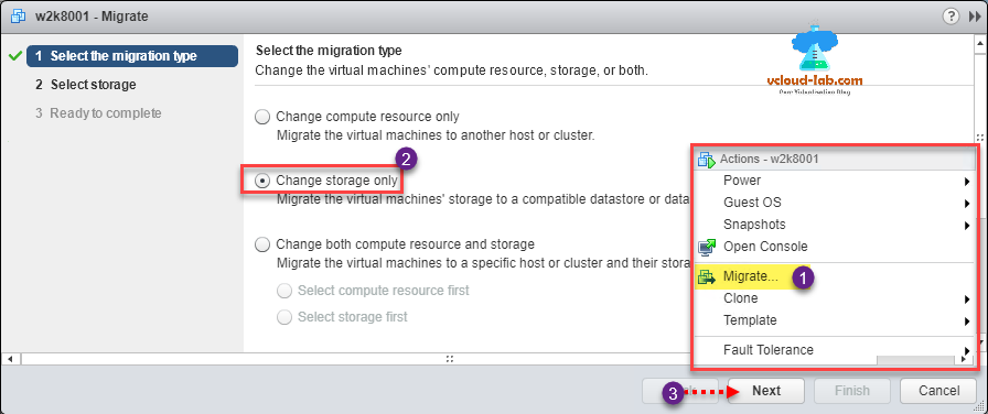 vmware vsphere esxi migrate storage vmotion, change storage, convert RDM to raw device mapping easy way, raw lun, migrate type