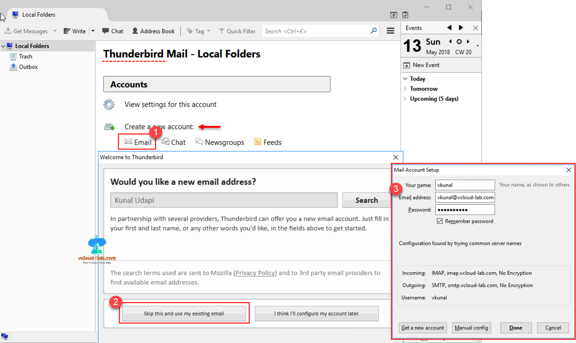 thunderbird mail use existing emails from exchange email mail server, opensource free utility tool, configure thunderbird email, hmailserver