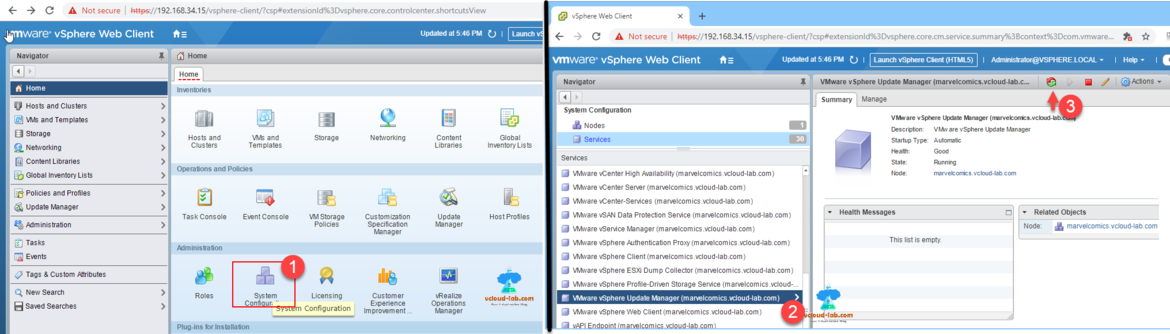 vum vmware vsphere vcenter system configurationservices vmware vsphere update manager restart, reboot.png