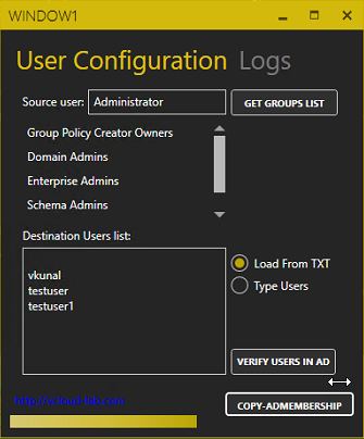 copy user membership from one user properties to another wpf gui powershell mahapps.metro