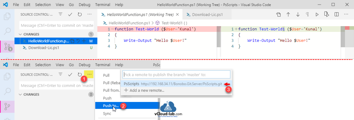 visual studio code vscode add a new remote powershell git server github.com changes source control devops code writing.png