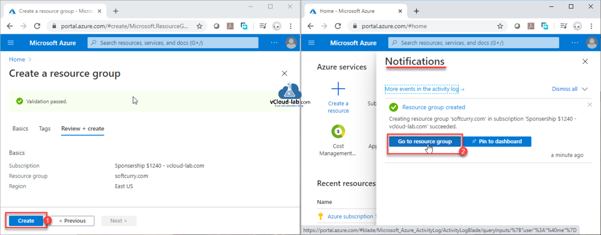 Go to resource group microsoft azure cloud provider IAAS infrastructure as a service Paas Platform as service app service plan configure web server taga location region subscription.png