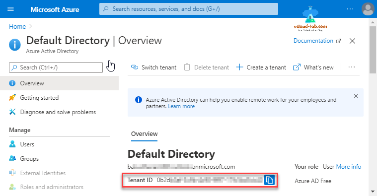 Microsoft Azure Default Directory Azure Active Directory Tenant ID UID onmicrosoft.com storage accounts blobs container properties azcopy copy list login switch tenant.png