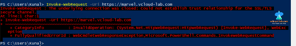 Microsoft Powershell invoke webrequest -uri the underlaying connection was closed could not establish trust relationship for the ssl tls secure channel invalid operation certificate.png