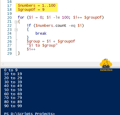 Microsoft powershell slice array into group of array cut group array into smaller array foreach-object for if else elseif join.png groupof group-object.png