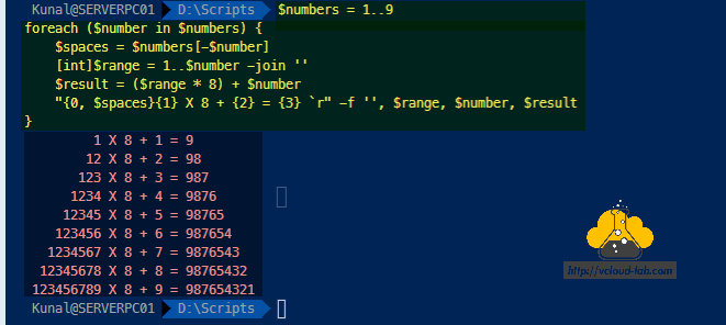 Microsoft PowerShell numbers -f operator foreach foreach-object -join operator padleft add leading 0 zeroes servernames filenames.png