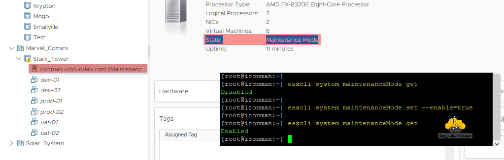 vmware vsphere esxi vcenter put esxi into maintenance mode esxcli system maintenanceMode get set --enabled=true enabled disabled esxi patching esx-update.png